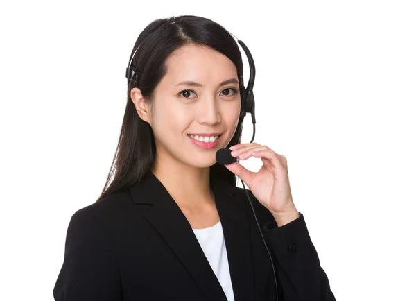 Müşteri hizmetleri temsilcisi ile kulaklık — Stok fotoğraf
