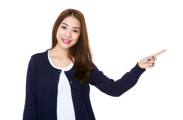 Asiática jovem mulher em azul cardigan — Fotografia de Stock