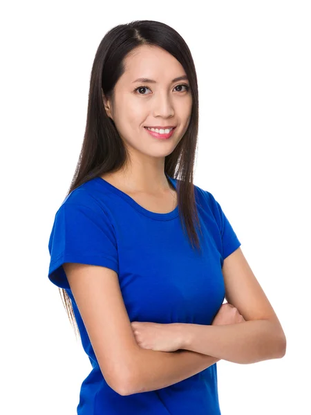 Asiática joven mujer en azul camiseta —  Fotos de Stock