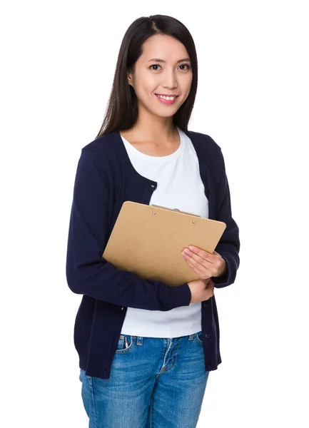 Asiática jovem mulher em azul cardigan — Fotografia de Stock