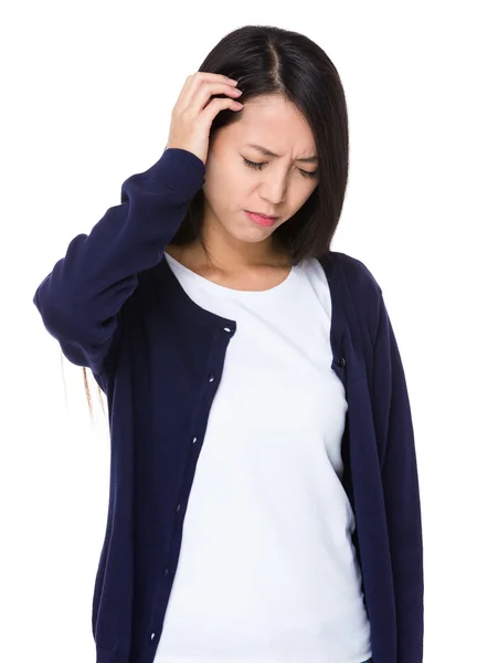 Asian young woman in blue cardigan — Stock Photo, Image