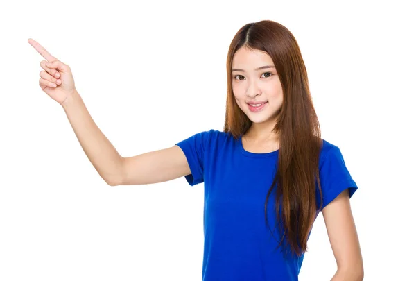 Asiático jovem mulher em azul t-shirt — Fotografia de Stock
