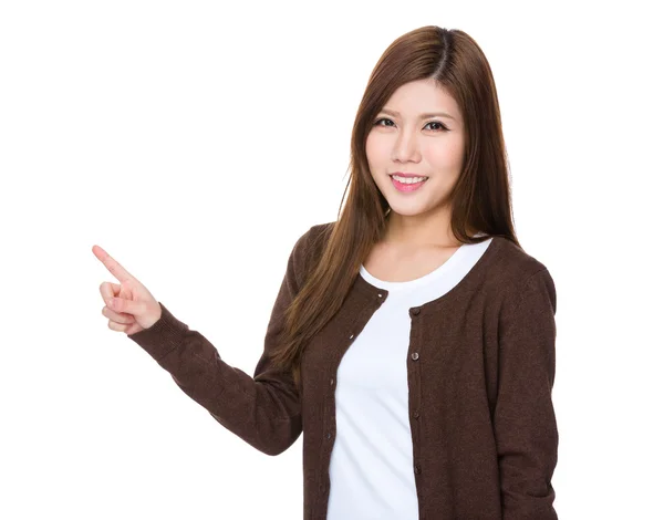 Asian young woman in brown cardigan — Stock Photo, Image