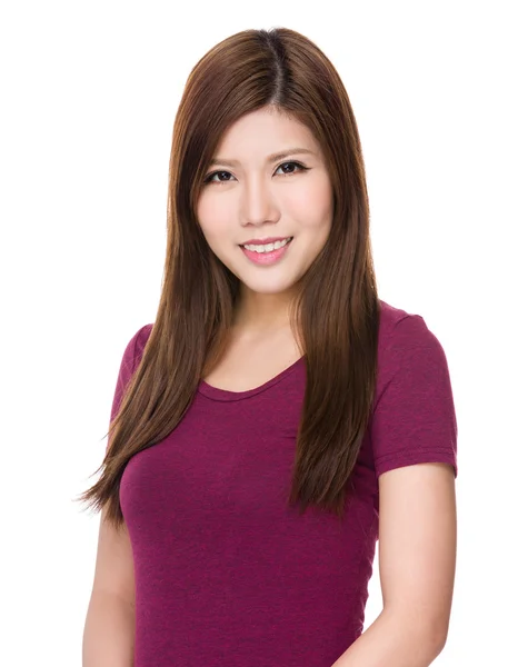 Asian young woman in red t-shirt — Stock Photo, Image