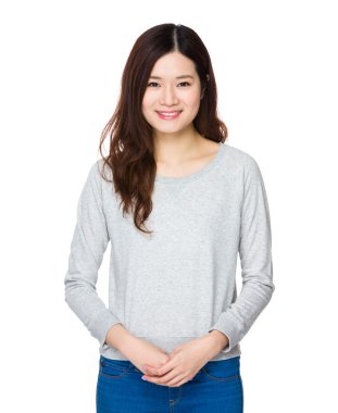 gri süveterli Asyalı genç kadın