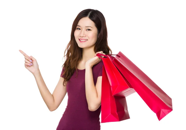 Asiática joven mujer en rojo camiseta — Foto de Stock