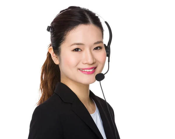 Representante de atendimento ao cliente com fone de ouvido — Fotografia de Stock