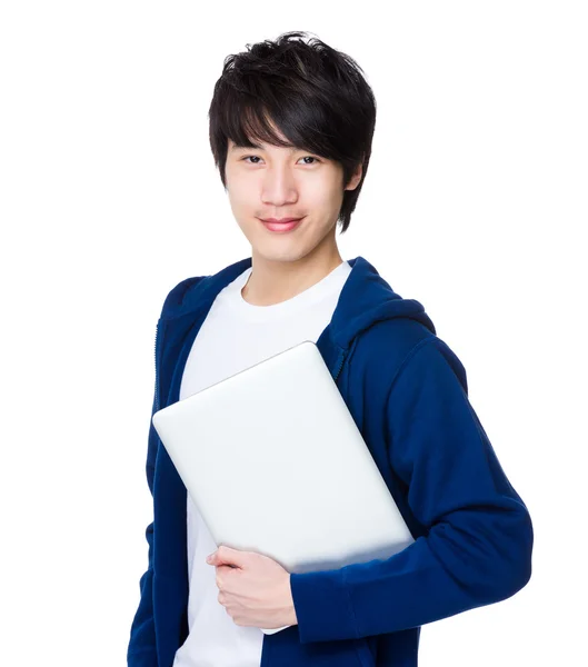 Азиатский юноша в голубом свитере — стоковое фото