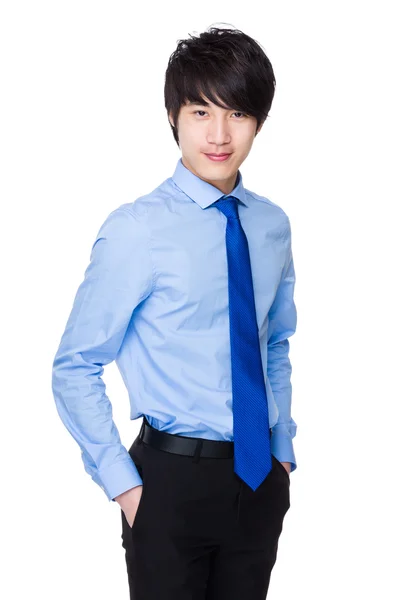 Asian young businessman in blue shirt — Stock Photo, Image