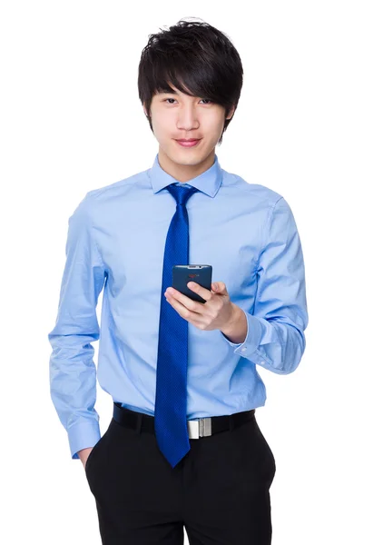 Asiatic tânăr om de afaceri în cămașă albastră — Fotografie, imagine de stoc
