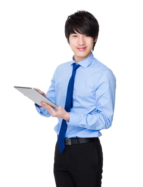 Asiático jovem homem de negócios em camisa azul — Fotografia de Stock