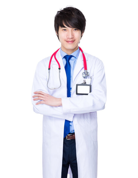 Asian male doctor in white coat