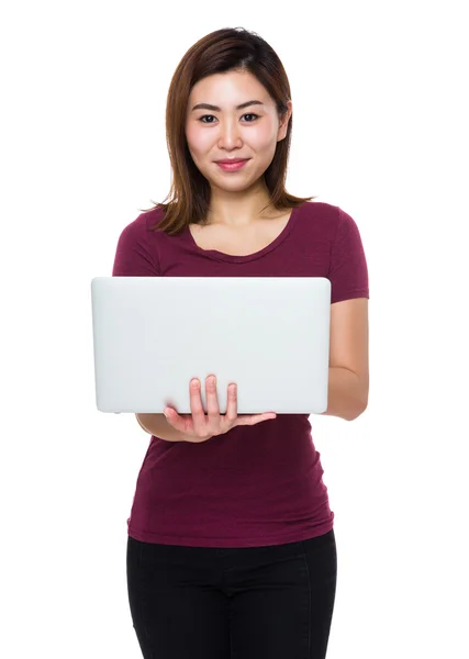 Asian young woman in red t-shirt — Stock Photo, Image