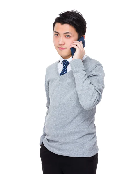 Young asian businessman in grey sweater — Stock Photo, Image