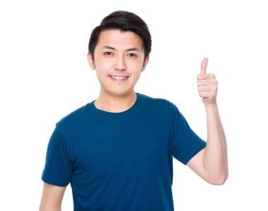 Mavi t-shirt Asya genç adam