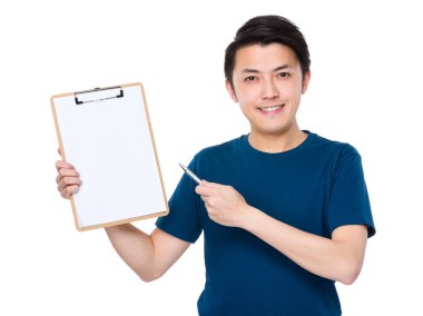 Mavi t-shirt Asya genç adam