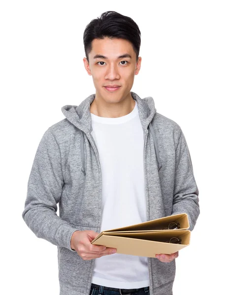 Azjatycki młody człowiek w szary sweter — Zdjęcie stockowe
