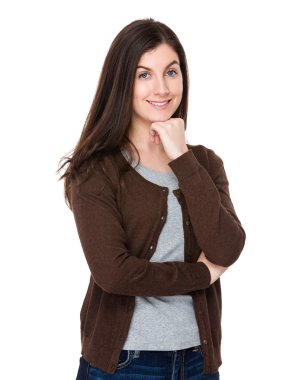 kahverengi hırka beyaz genç kadın