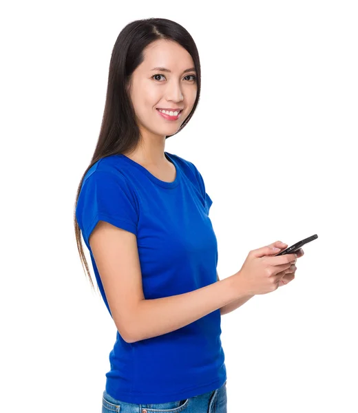 Asian young woman in blue t-shirt — Stock Photo, Image