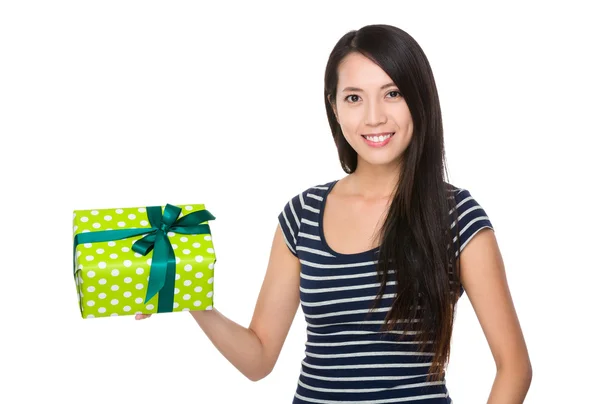 Asian young woman in striped t-shirt — Stock Photo, Image