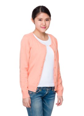 Pembe Hırka Asyalı genç kadın