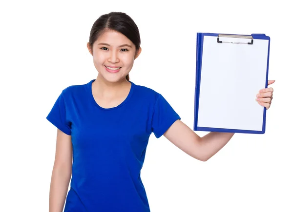 Asian young woman in blue t-shirt — Stock Photo, Image