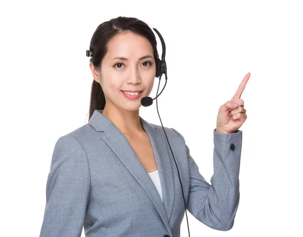 Representante de servicios al cliente con auriculares — Foto de Stock