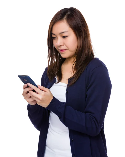 Asian young woman in blue cardigan — Stock Photo, Image