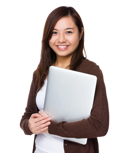 Asiática joven mujer en marrón cárdigan — Foto de Stock