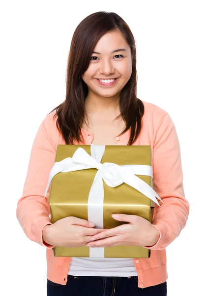 Asian young woman in pink cardigan — Stock Photo, Image