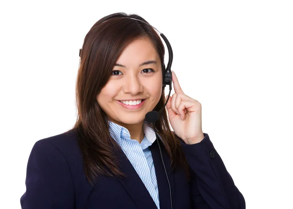 Customer services representant med headset — Stockfoto