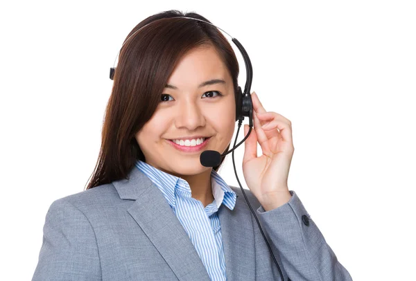 Representante de atendimento ao cliente com fone de ouvido — Fotografia de Stock