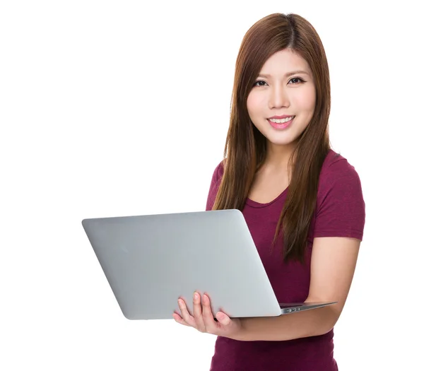 Asian young woman in red t-shirt — Stock Photo, Image