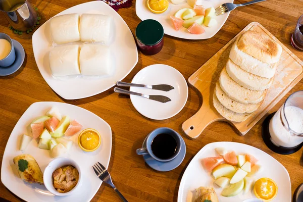 Top view of the home breakfast — Stock Photo, Image