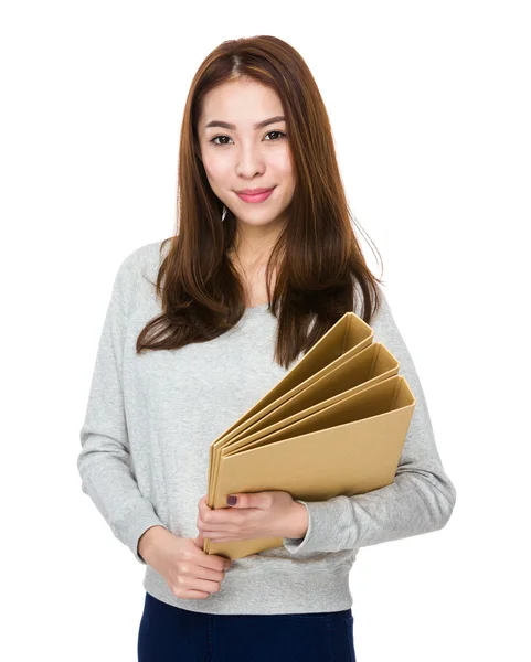 Asian young woman in grey sweater — Stock Photo, Image