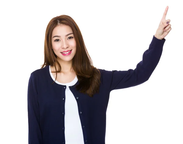 Asian young woman in blue cardigan — Stock Photo, Image