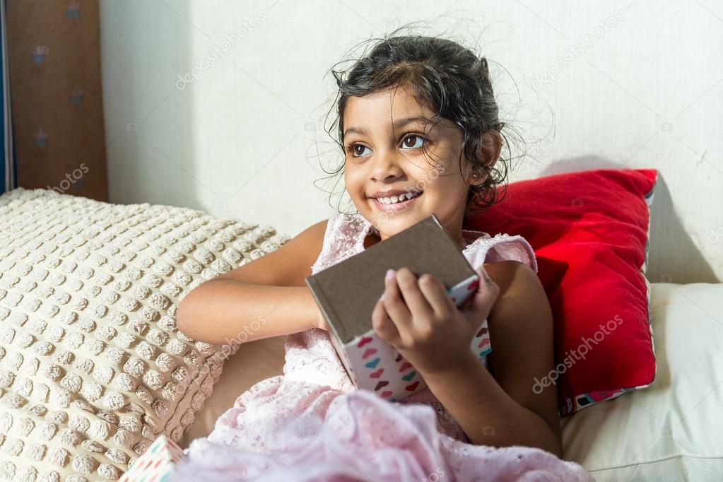 Indian girl open up with her present