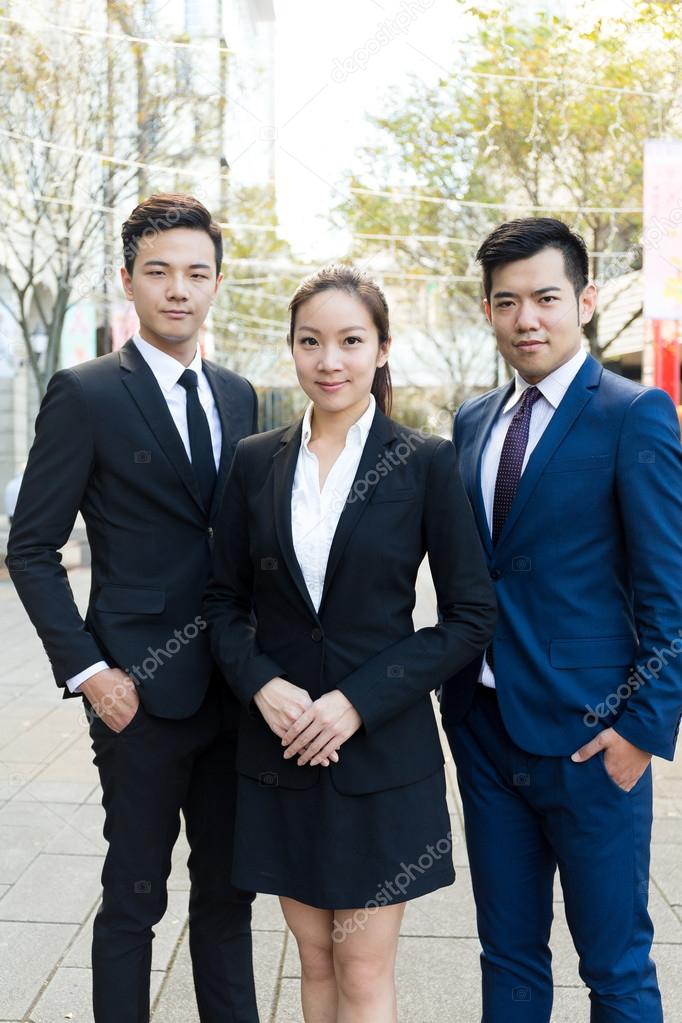 asian business people standing at outdoor