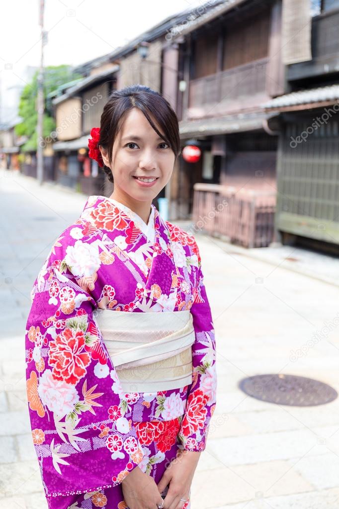 Woman with japanese kimono at kyoto