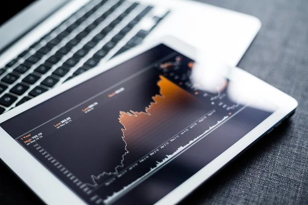 Stock market chart on digital tablet — Stock Photo, Image