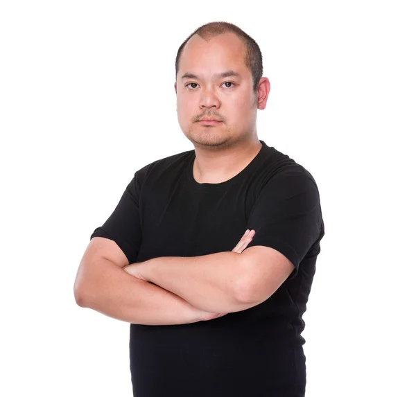 Asiatischer Mann im schwarzen T-Shirt — Stockfoto