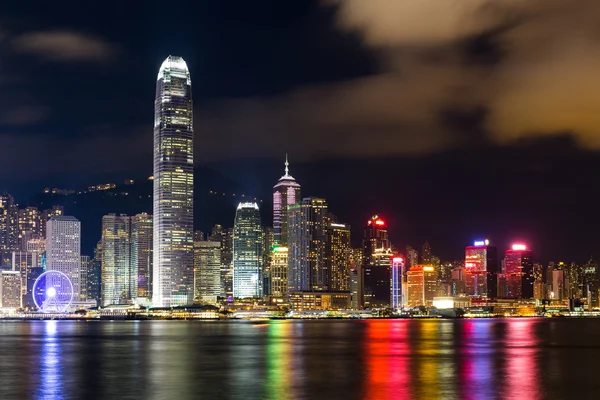 Hong kong skyline à noite — Fotografia de Stock