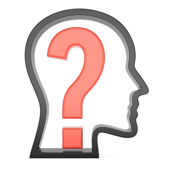 Human head profile with question mark — Stock Photo, Image