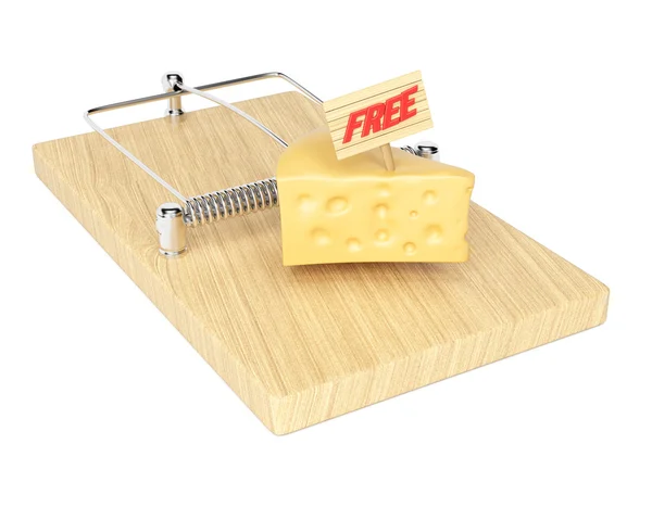 Mousetrap met gratis kaas — Stockfoto