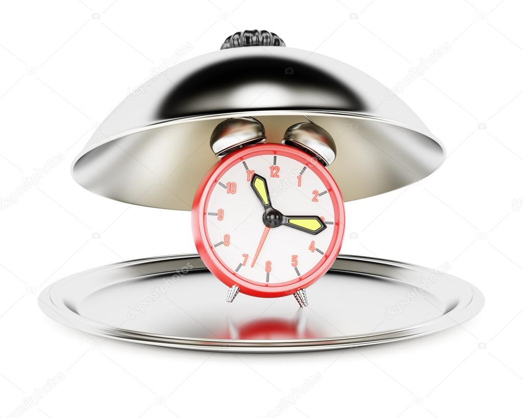 Serving cloche with alarm clock
