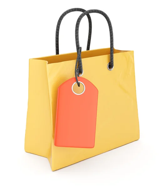 Shopping bag with label — Stock Photo, Image