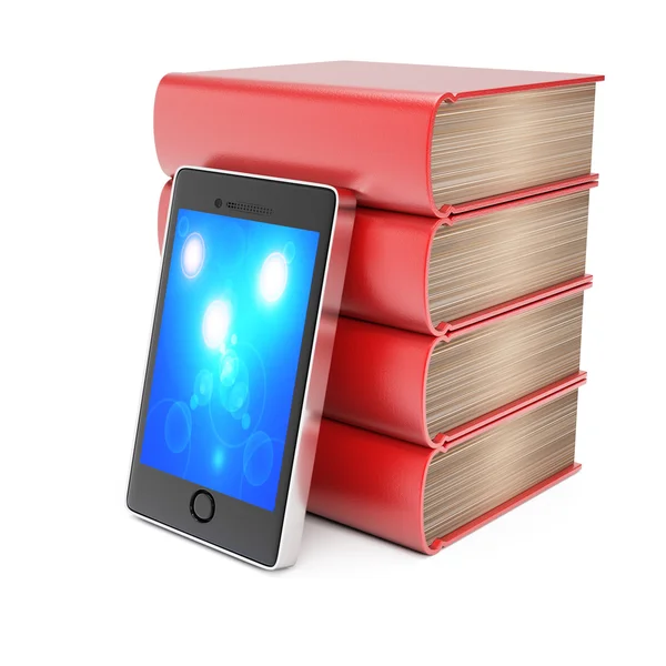 Stack of books and smartphone — Stock Photo, Image