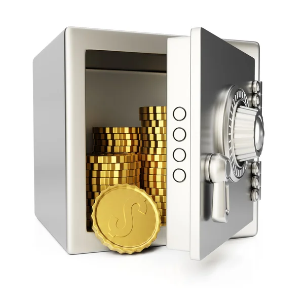 Safe with gold coins — Stock Photo, Image