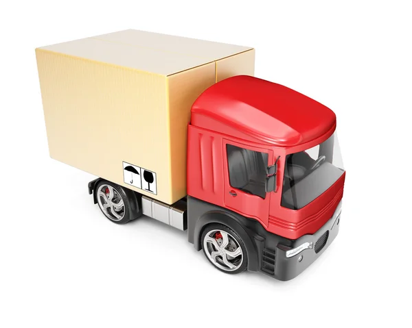 Φορτηγό με κουτί από χαρτόνι Εικόνα Αρχείου
