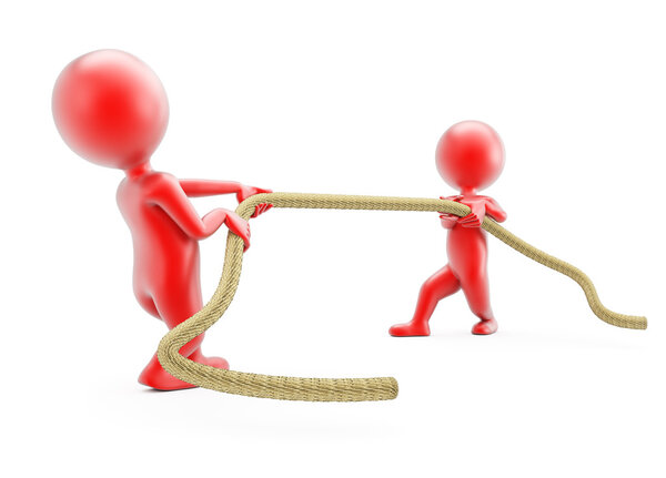 3D people pulls the rope